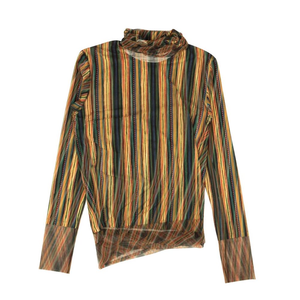 Y/PROJECT Orange Multi Exclusive Printed Mesh Turtleneck Size S $695